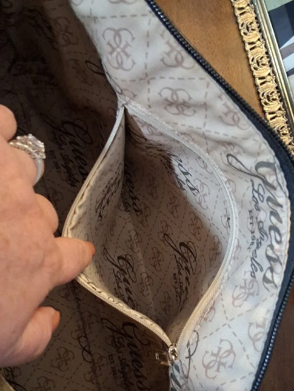 GUESS Black Pebbled Leather Messenger Bag with Gold Logo